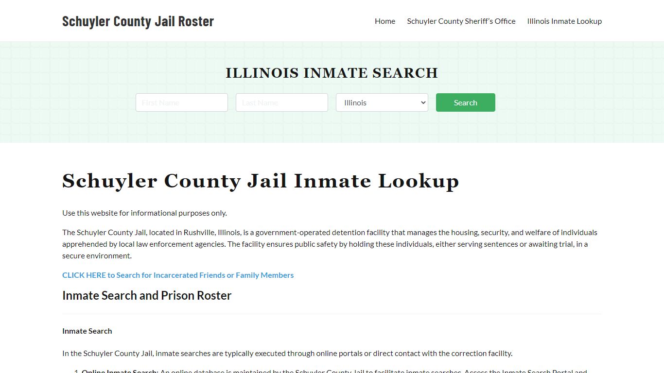 Schuyler County Jail Roster Lookup, IL, Inmate Search