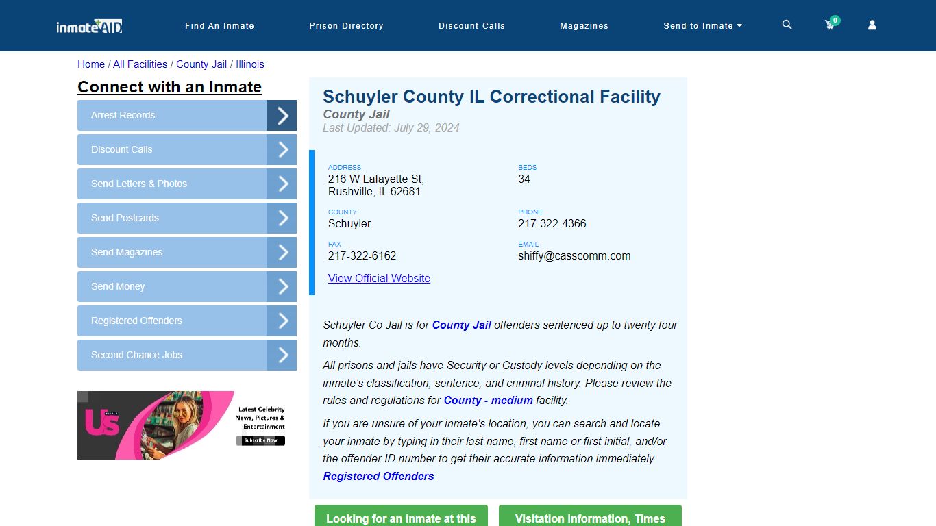 Schuyler County IL Correctional Facility - Inmate Locator