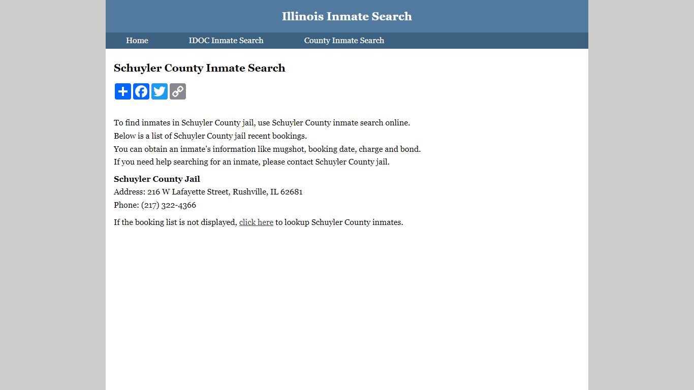 Schuyler County Inmate Search